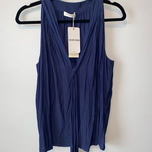 Ramy Brook women's ainsley tie blouse navy blue